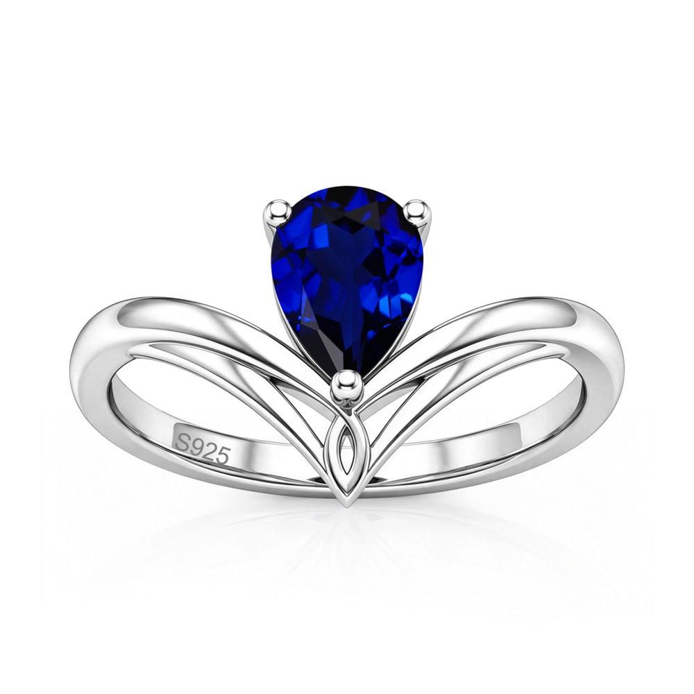 Solitaire Pear Cut Amethyst Chevron Ring - LUO Jewelry #gemstone_Sapphire