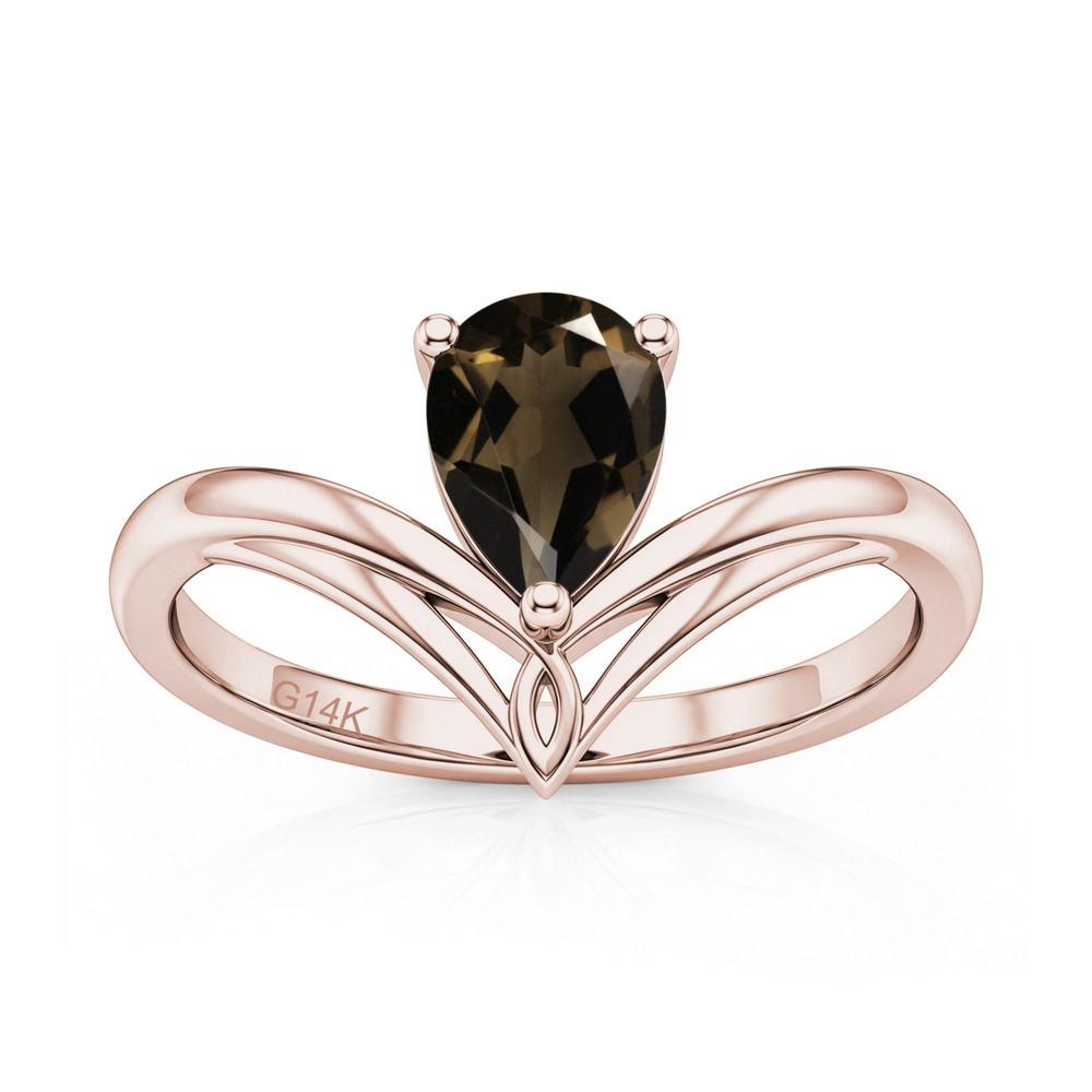 Solitaire Pear Cut Amethyst Chevron Ring - LUO Jewelry #gemstone_Smoky Quartz