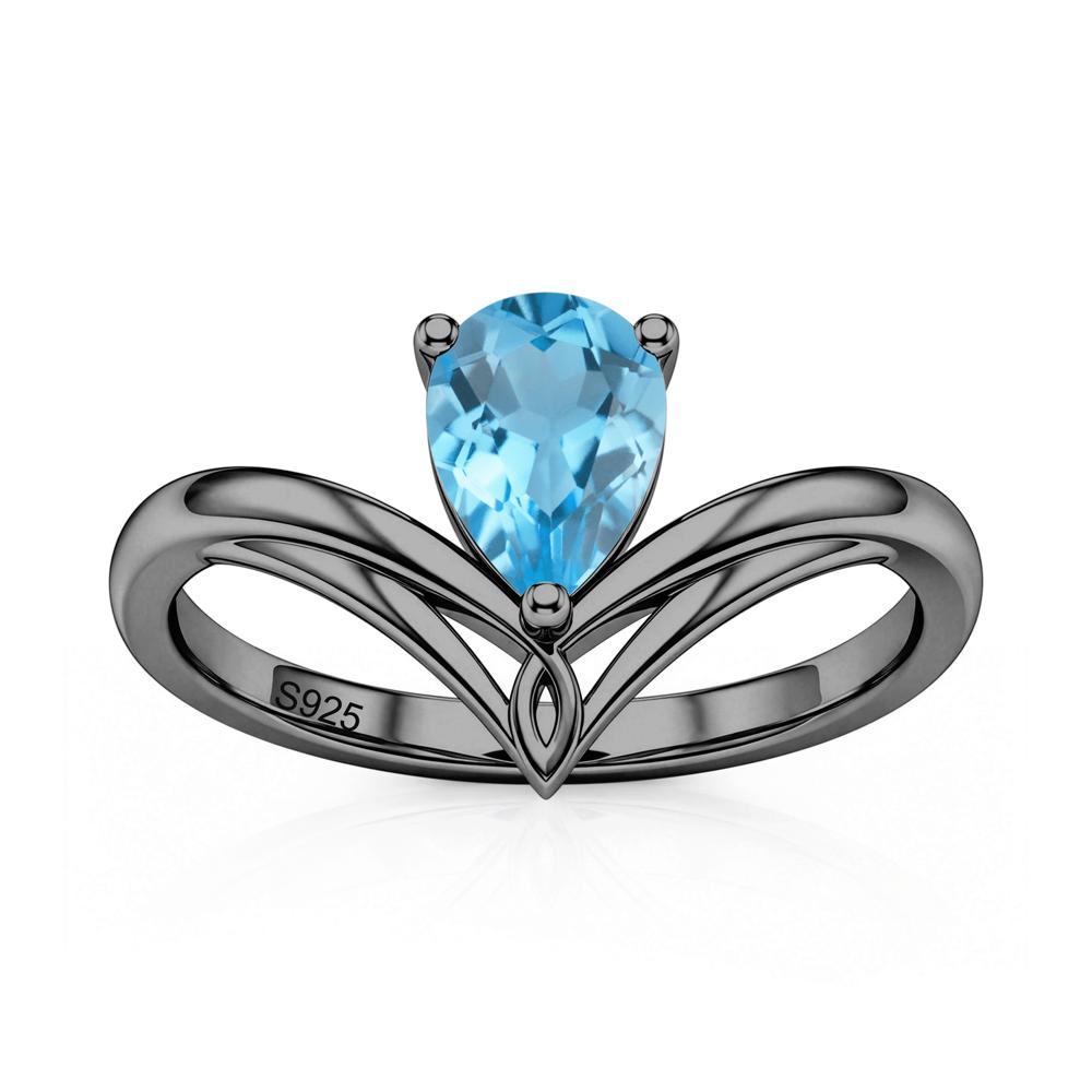 Solitaire Pear Cut Amethyst Chevron Ring - LUO Jewelry #gemstone_Swiss Blue Topaz