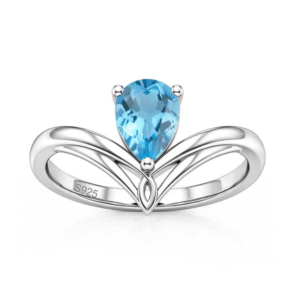Solitaire Pear Cut Amethyst Chevron Ring - LUO Jewelry #gemstone_Swiss Blue Topaz