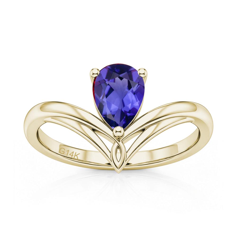 Solitaire Pear Cut Amethyst Chevron Ring - LUO Jewelry #gemstone_Tanzanite