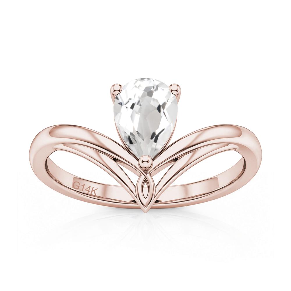 Solitaire Pear Cut Amethyst Chevron Ring - LUO Jewelry #gemstone_White Topaz