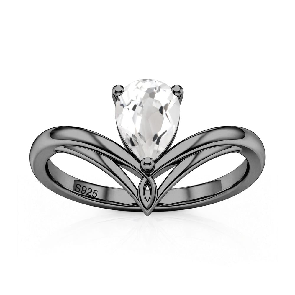Solitaire Pear Cut Amethyst Chevron Ring - LUO Jewelry #gemstone_White Topaz