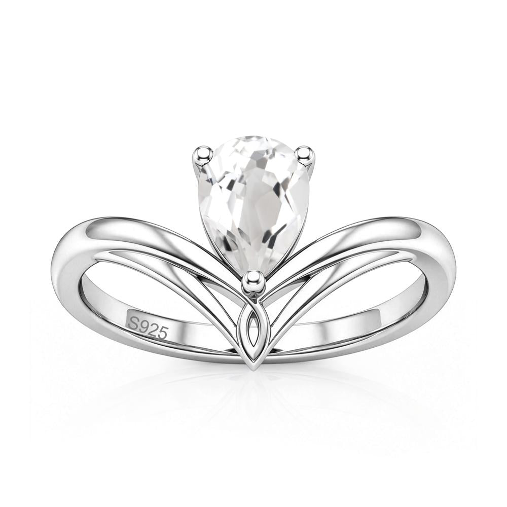 Solitaire Pear Cut Amethyst Chevron Ring - LUO Jewelry #gemstone_White Topaz