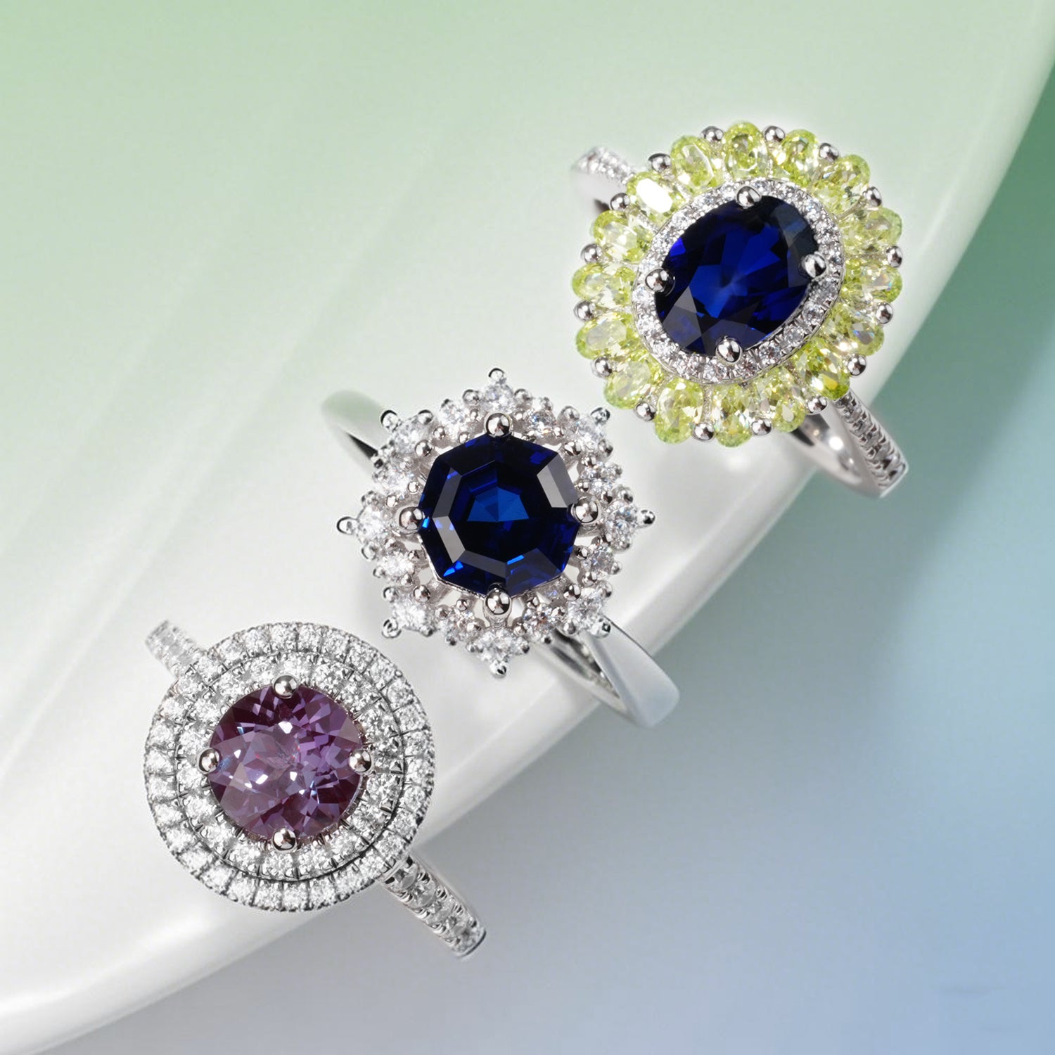 Halo setting rings from LUO Jewelry