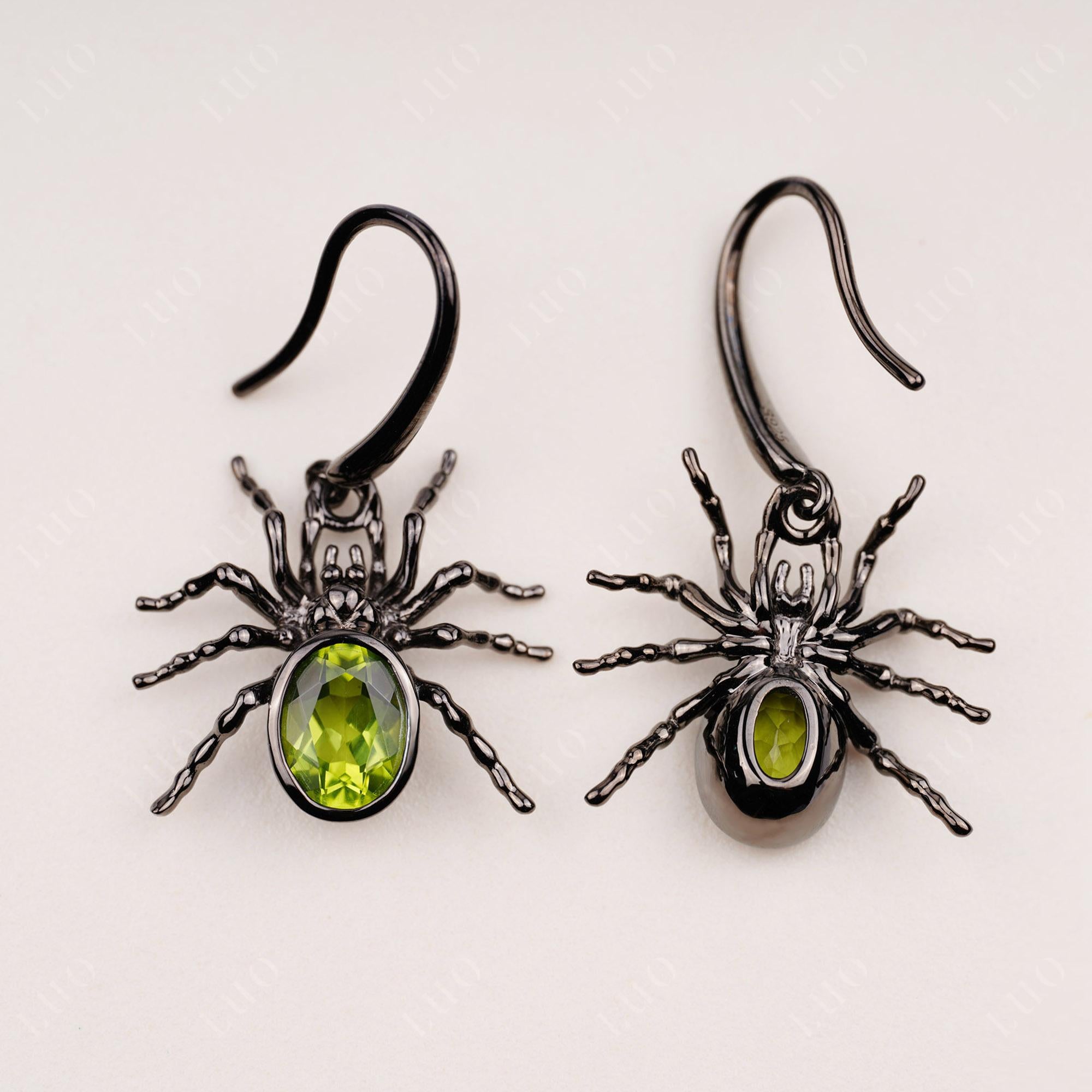 Peridot Bezel Set Spider Earrings - LUO Jewelry