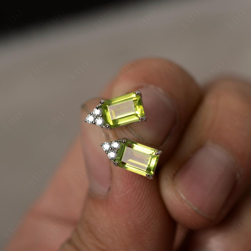 Emerald Cut Peridot Stud Earrings - LUO Jewelry