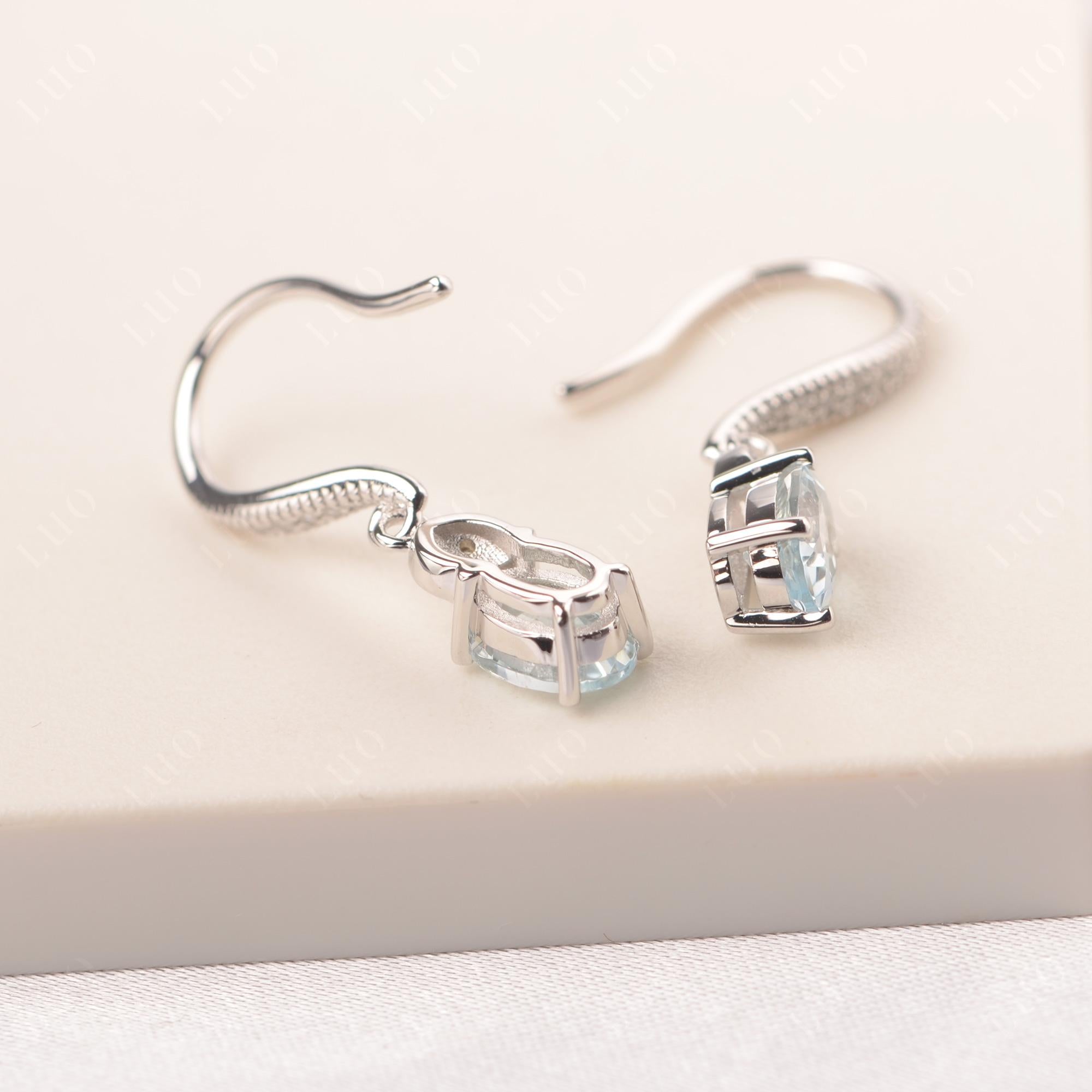Oval Aquamarine Dangling Earrings - LUO Jewelry