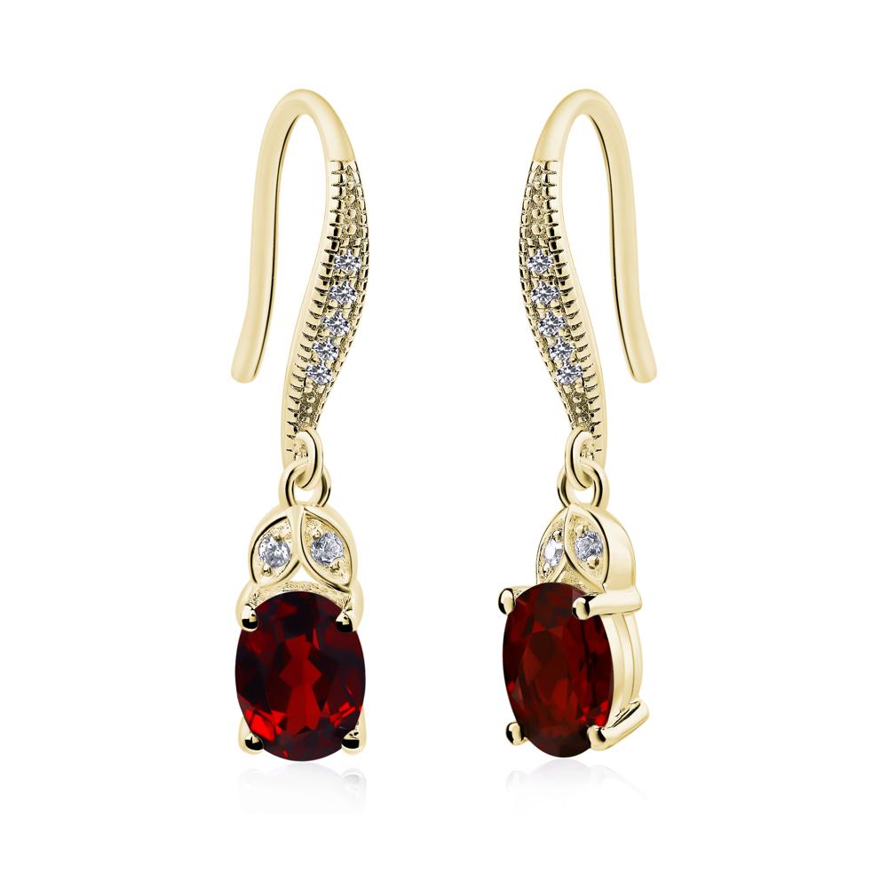 Oval Garnet Dangling Earrings - LUO Jewelry #metal_18k yellow gold