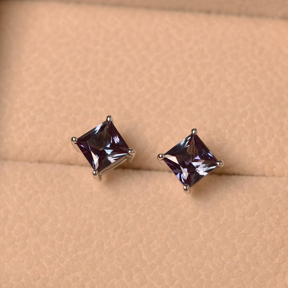 Princess Cut Alexandrite Stud Earrings - LUO Jewelry