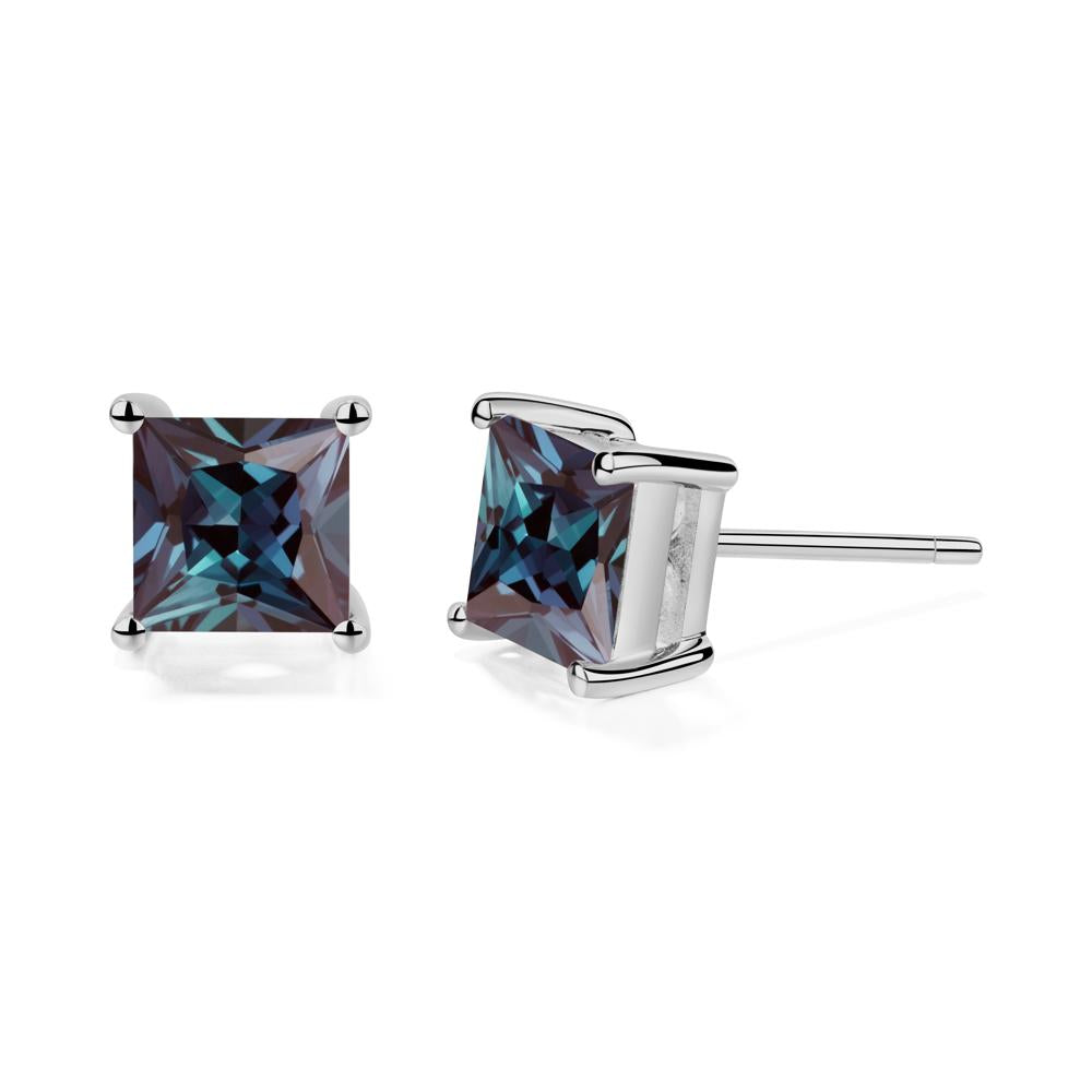 Princess Cut Alexandrite Stud Earrings - LUO Jewelry #metal_platinum