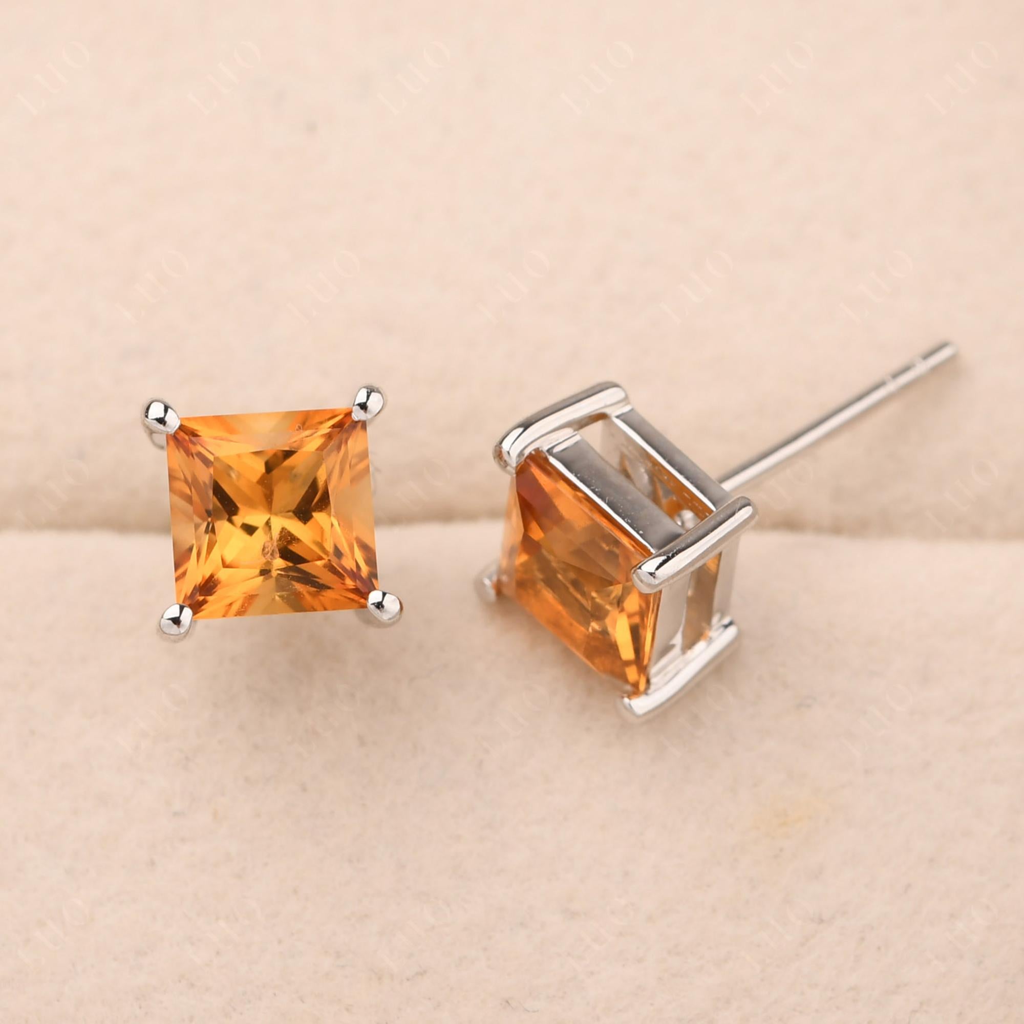 Princess Cut Citrine Earrings - LUO Jewelry