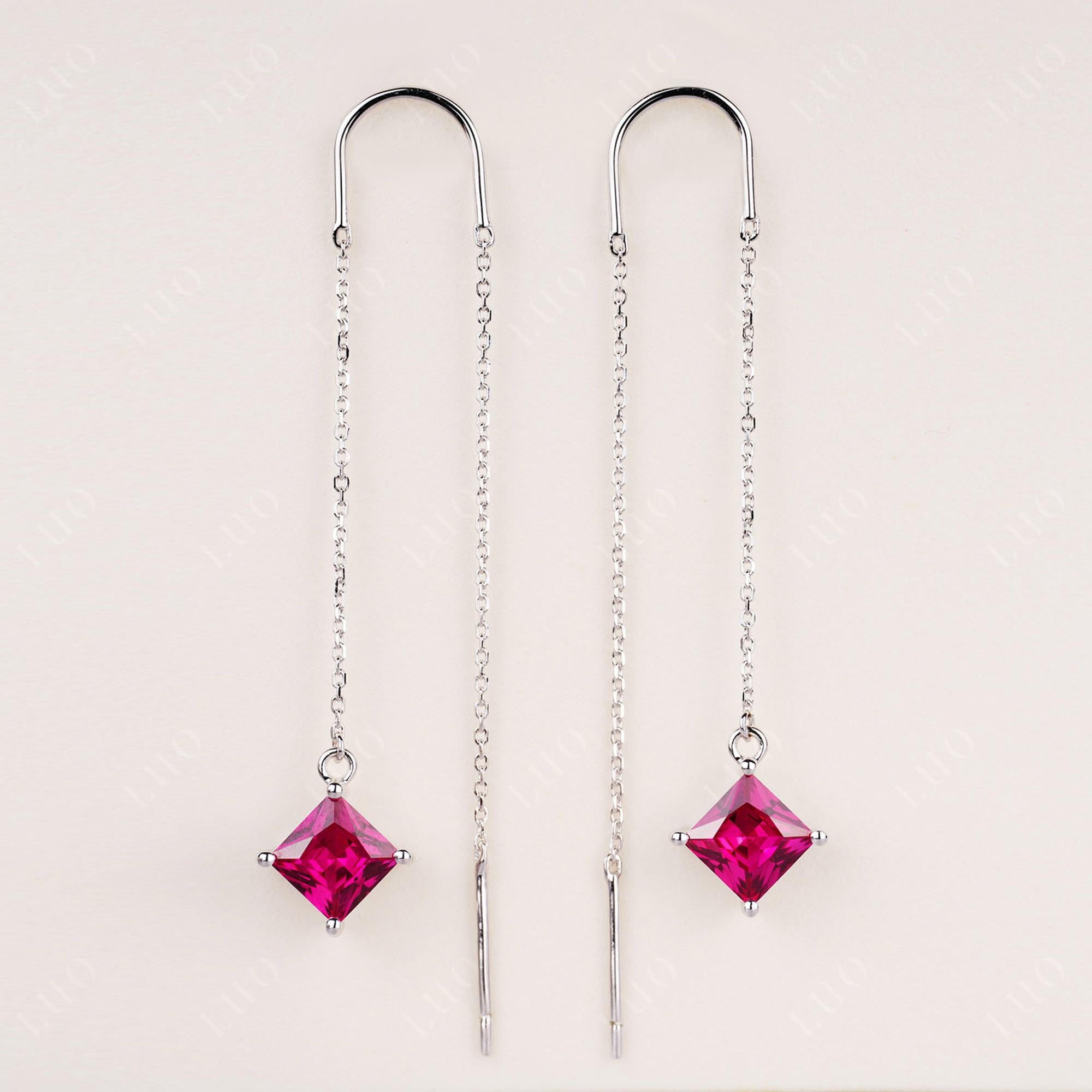 Ruby Long Dangle Earrings - LUO Jewelry