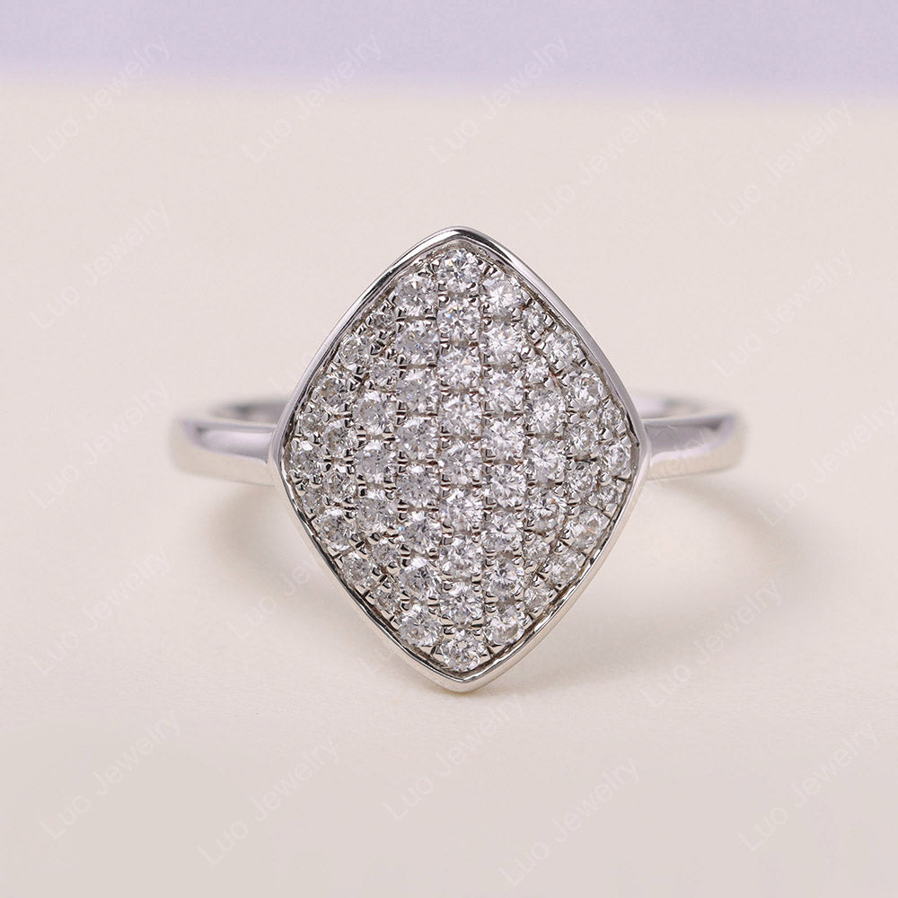 Kite Cushion Shape Cubic Zirconia Pave Ring