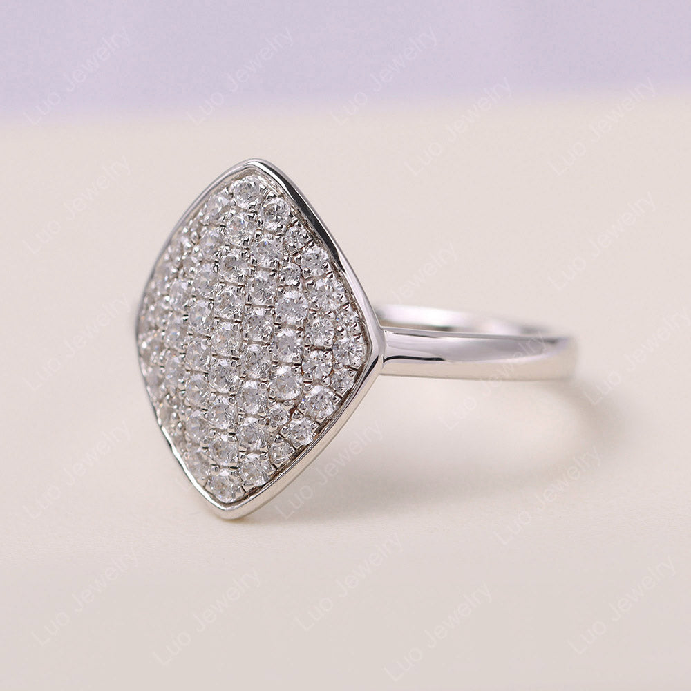 Kite Cushion Shape Cubic Zirconia Pave Ring