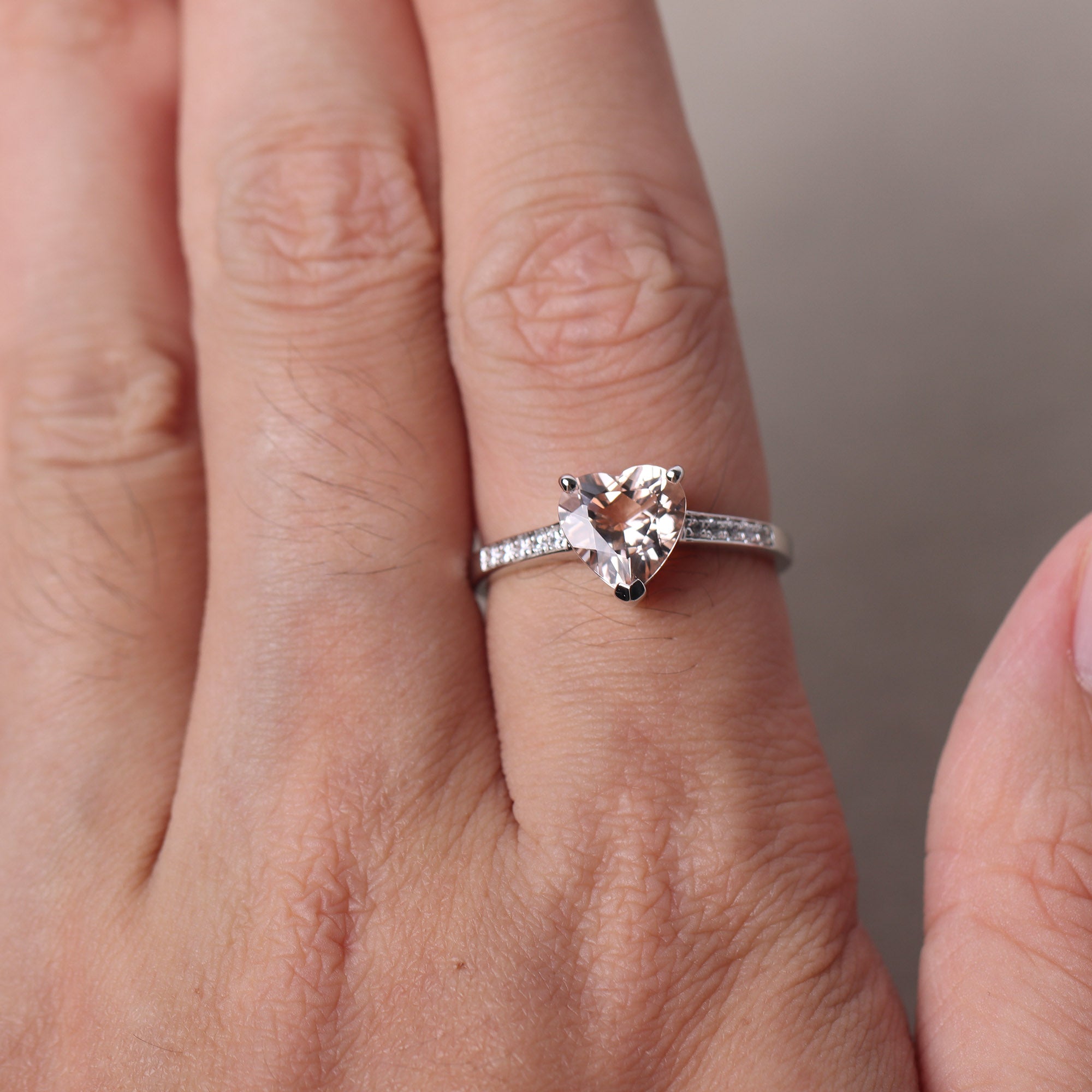 Hear Cut Morganite Engagement Ring