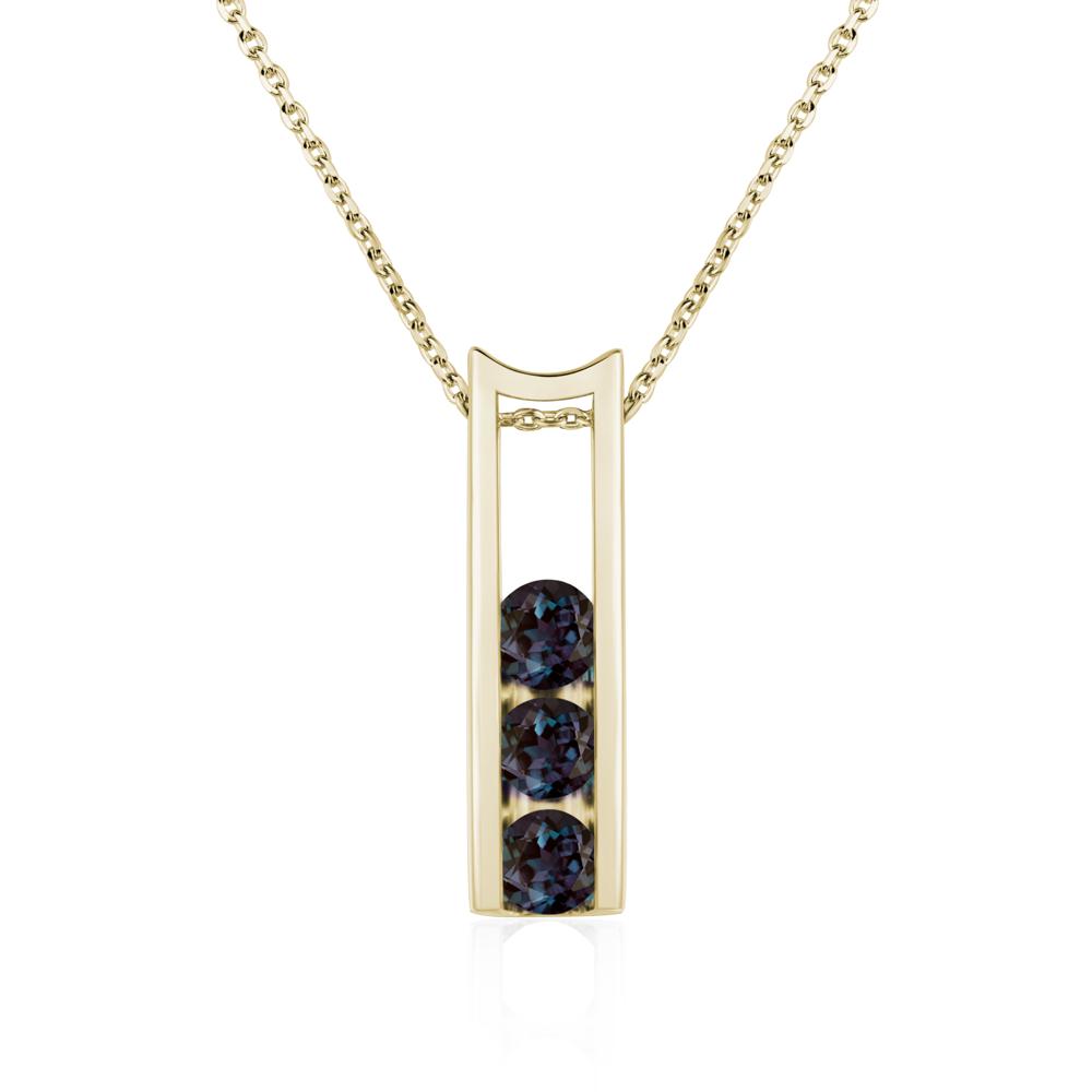 Alexandrite 3 Stones Mothers Necklace - LUO Jewelry #metal_14k yellow gold