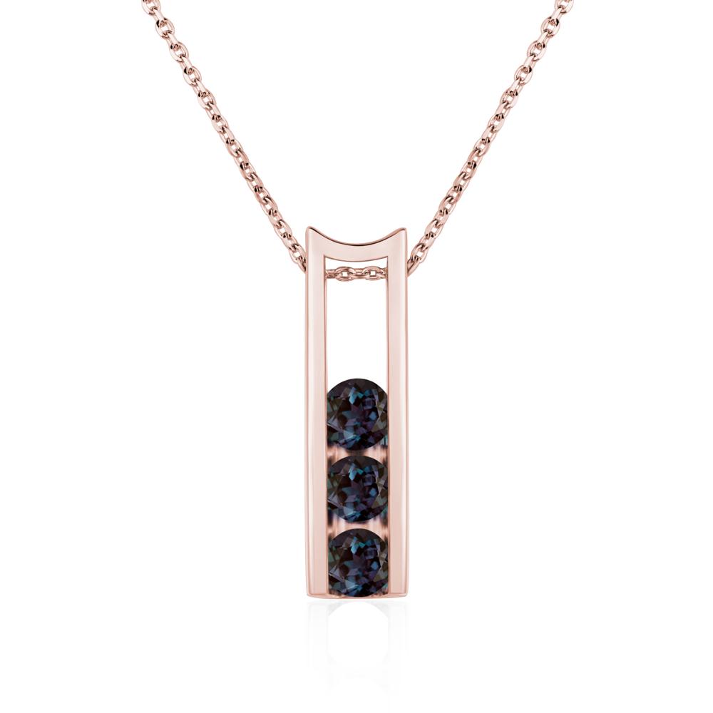 Alexandrite 3 Stones Mothers Necklace - LUO Jewelry #metal_18k rose gold