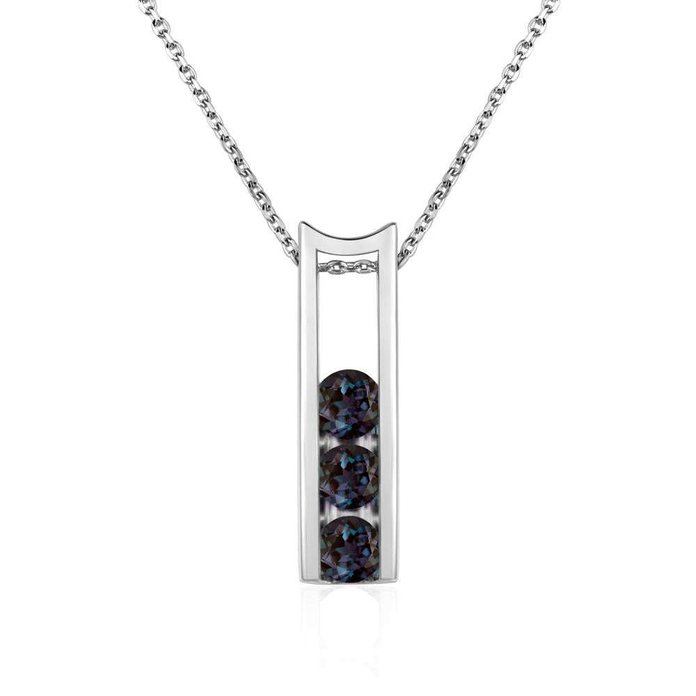 Alexandrite 3 Stones Mothers Necklace - LUO Jewelry #metal_18k white gold