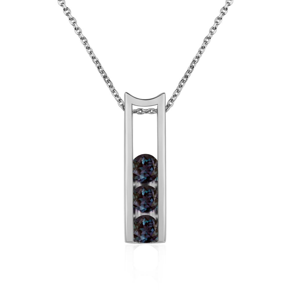 Alexandrite 3 Stones Mothers Necklace - LUO Jewelry #metal_platinum