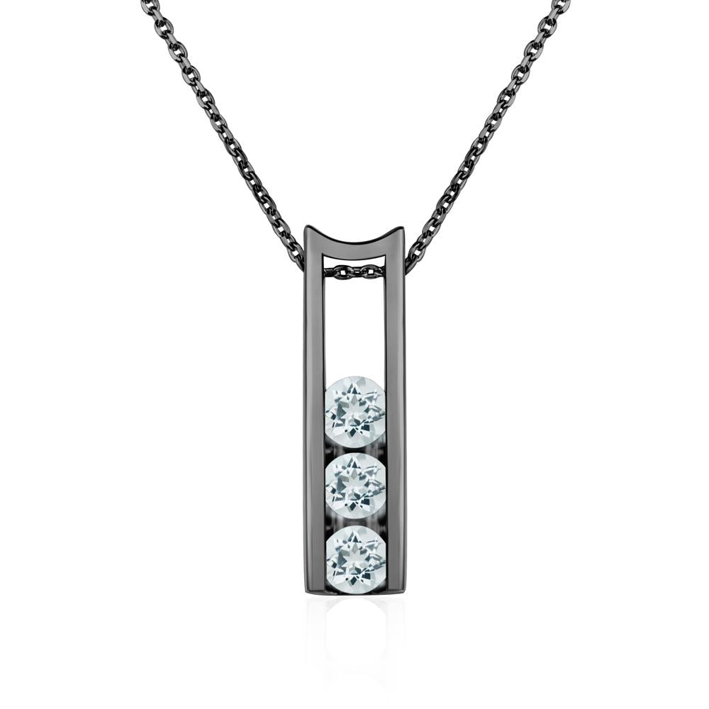Aquamarine Three Stone Necklace - LUO Jewelry #metal_black finish sterling silver
