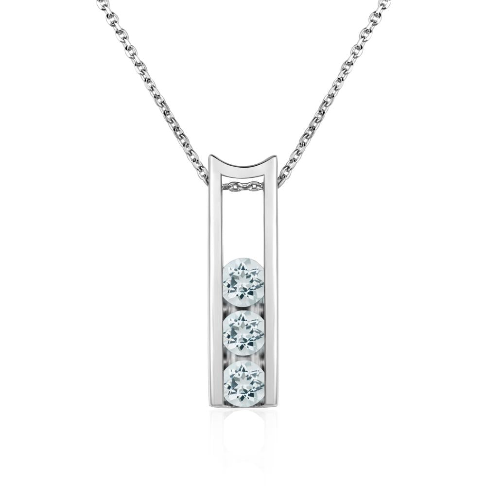 Aquamarine Three Stone Necklace - LUO Jewelry #metal_sterling silver