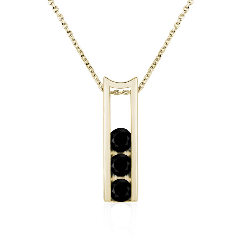 Black Spinel 3 Stones Mothers Necklace - LUO Jewelry #metal_14k yellow gold