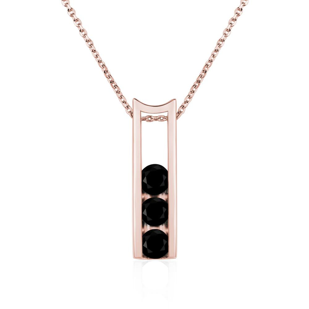 Black Spinel 3 Stones Mothers Necklace - LUO Jewelry #metal_18k rose gold