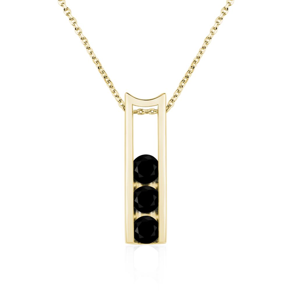 Black Spinel 3 Stones Mothers Necklace - LUO Jewelry #metal_18k yellow gold
