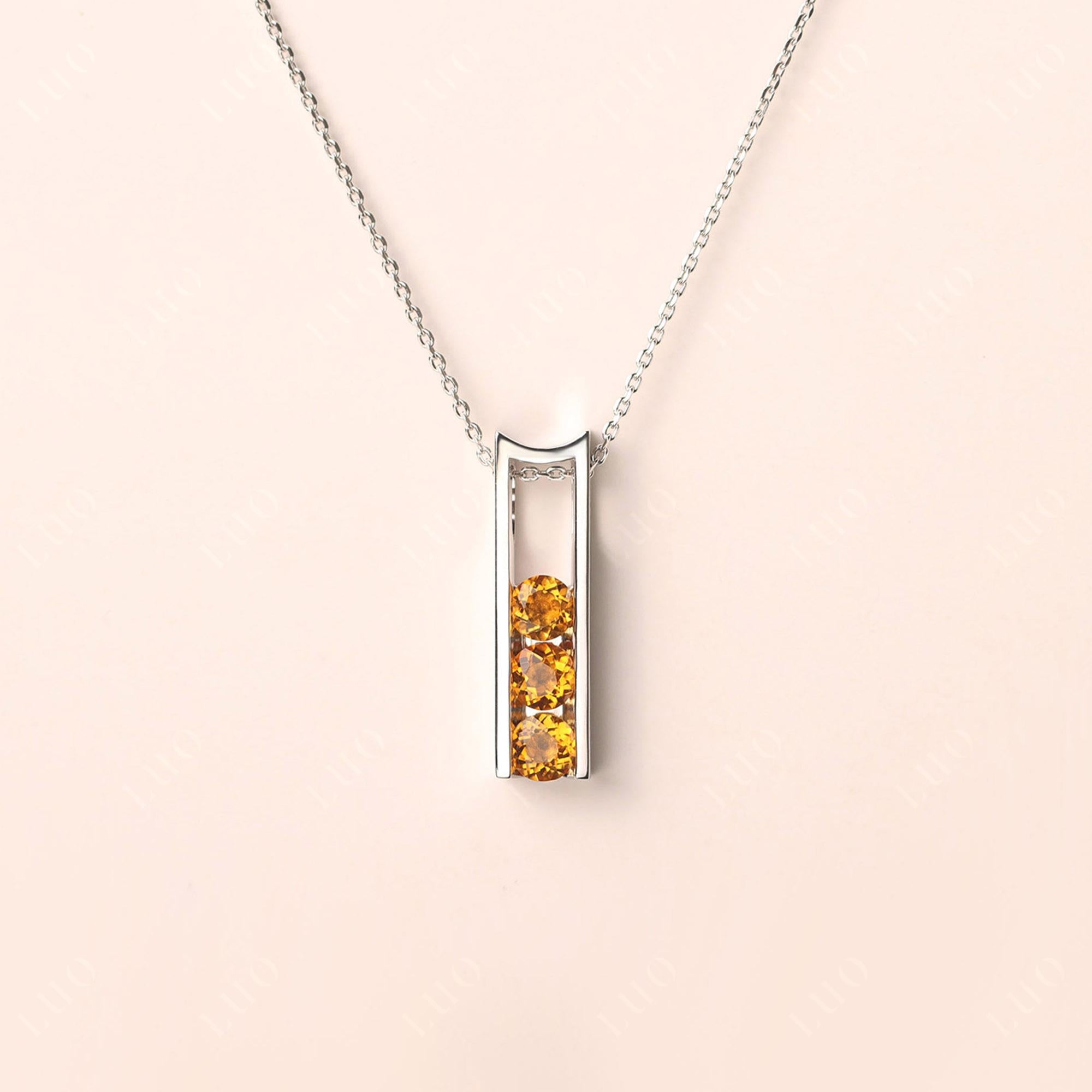 Citrine 3 Stones Mothers Necklace