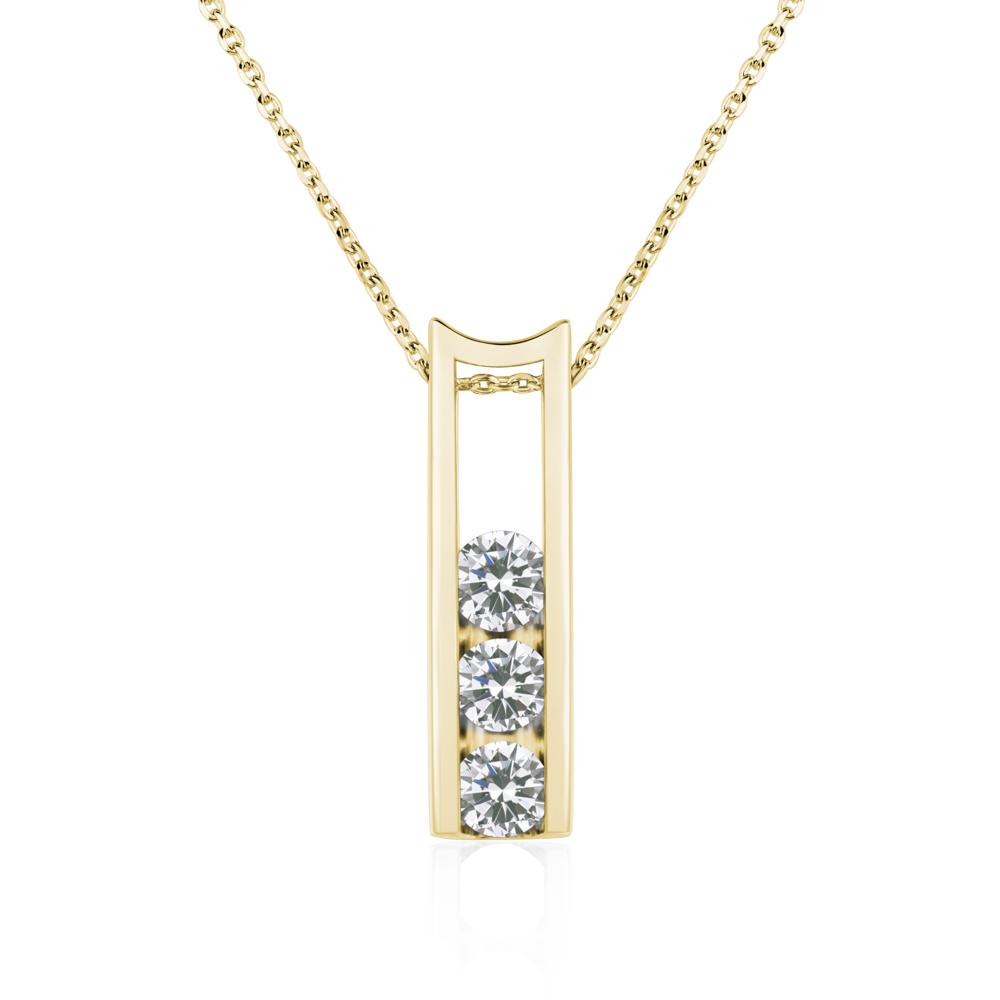 Cubic Zirconia 3 Stones Mothers Necklace - LUO Jewelry #metal_18k yellow gold