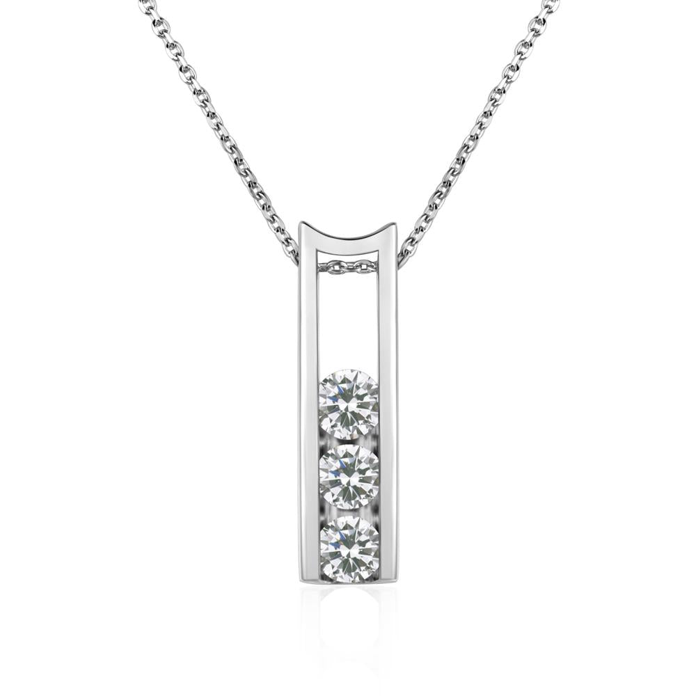Cubic Zirconia 3 Stones Mothers Necklace - LUO Jewelry #metal_sterling silver