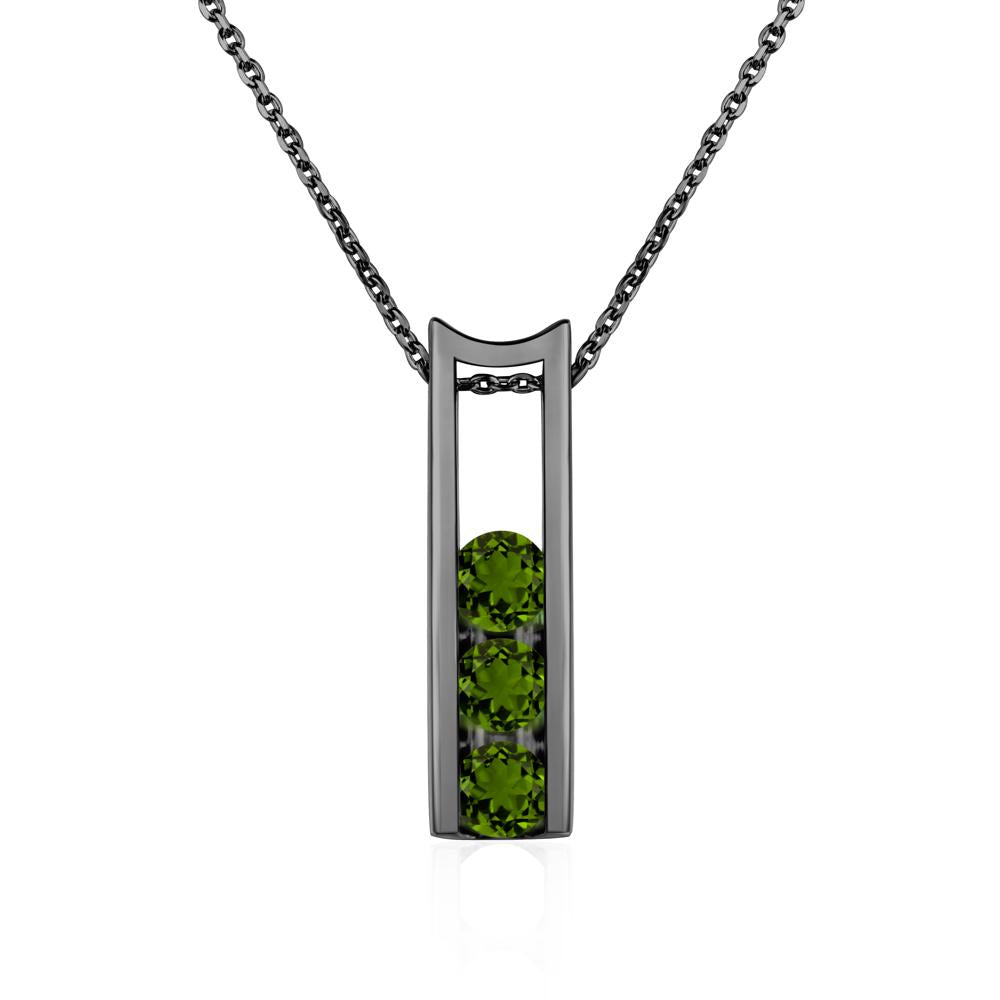 Diopside Three Stone Necklace - LUO Jewelry #metal_black finish sterling silver