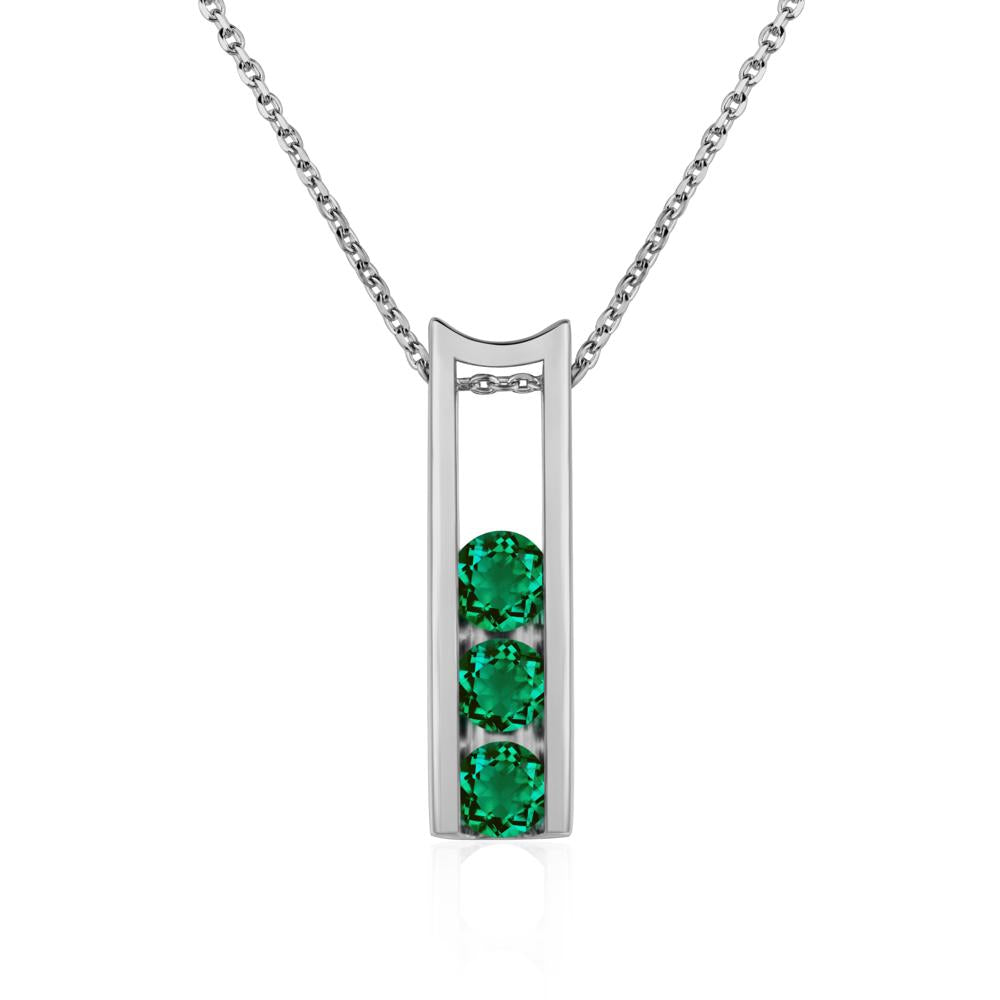 Emerald Three Stone Necklace - LUO Jewelry #metal_platinum