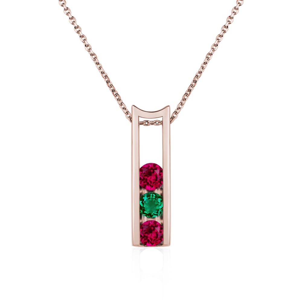 Ruby and Emerald Necklace - LUO Jewelry #metal_14k rose gold