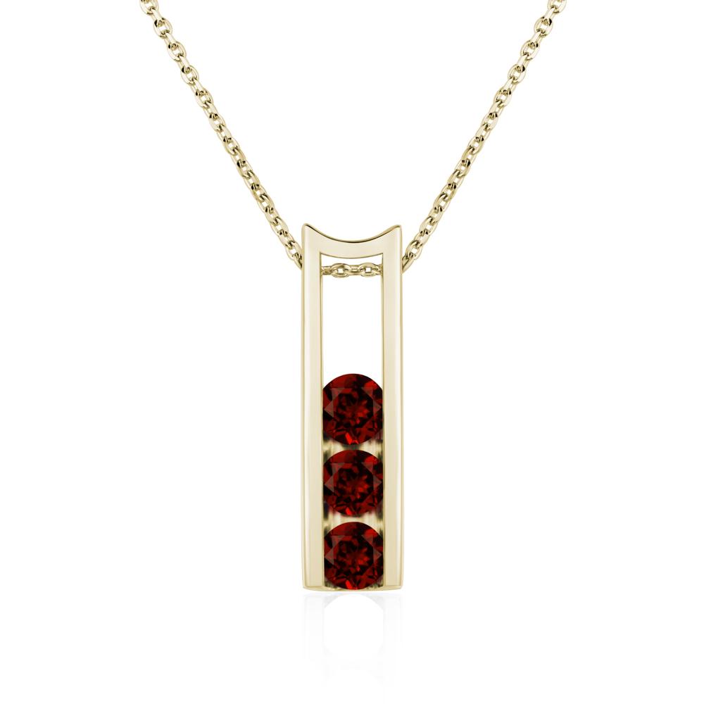 Garnet 3 Stones Mothers Necklace - LUO Jewelry #metal_14k yellow gold