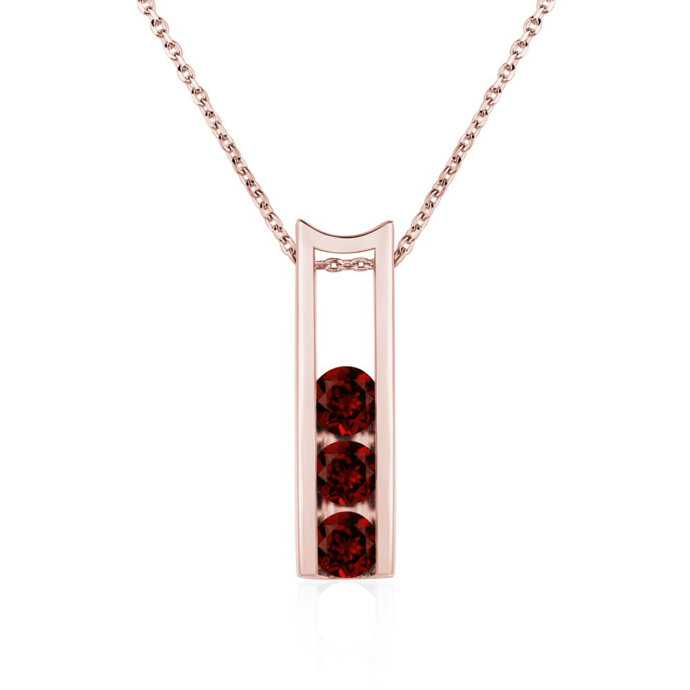 Garnet 3 Stones Mothers Necklace - LUO Jewelry #metal_18k rose gold