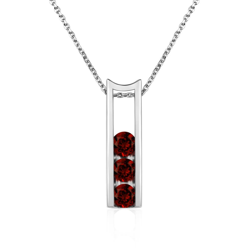 Garnet 3 Stones Mothers Necklace - LUO Jewelry #metal_18k white gold