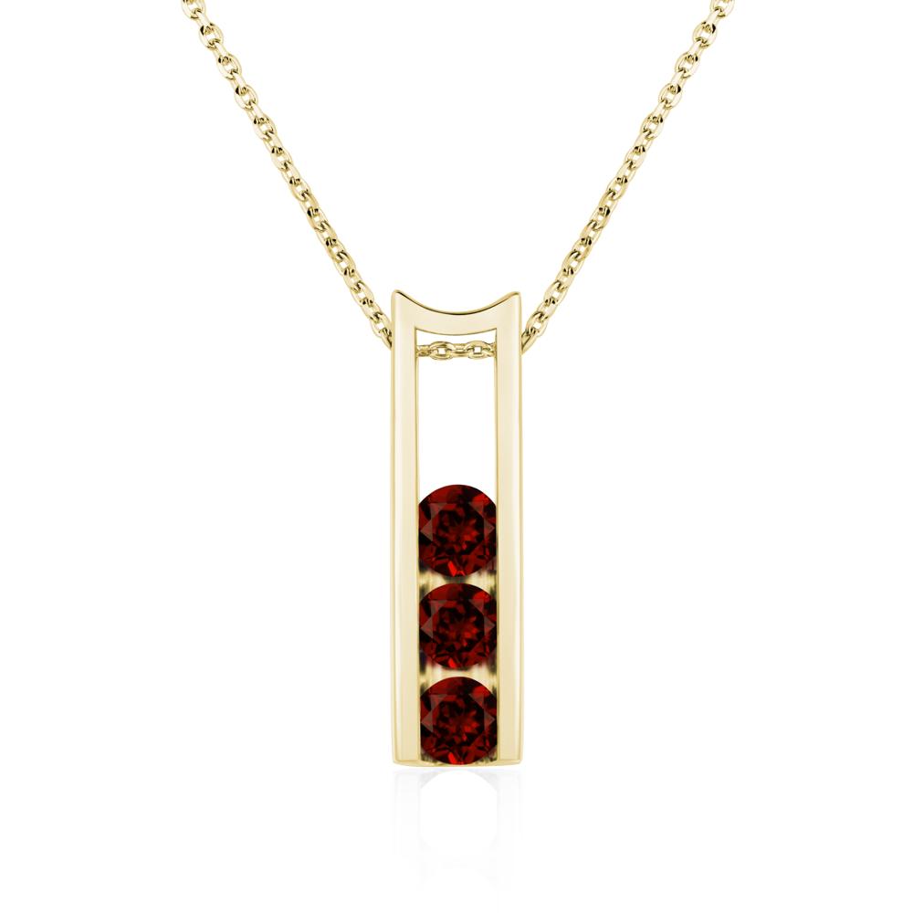 Garnet 3 Stones Mothers Necklace - LUO Jewelry #metal_18k yellow gold