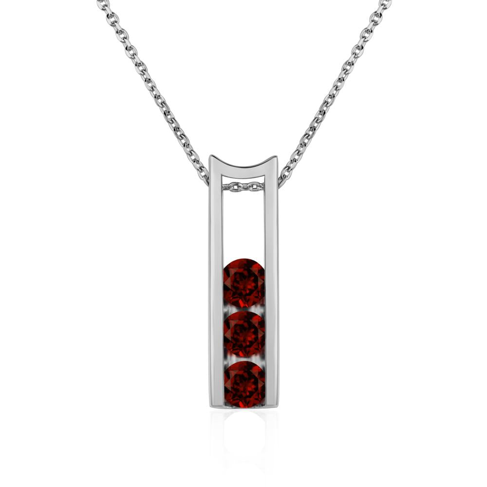 Garnet 3 Stones Mothers Necklace - LUO Jewelry #metal_platinum
