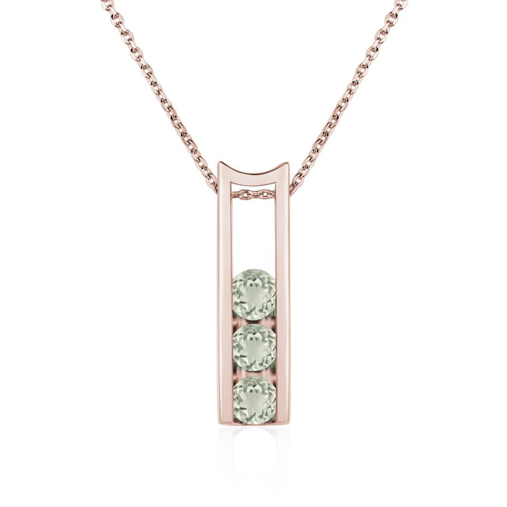 Green Amethyst Three Stone Necklace - LUO Jewelry #metal_14k rose gold