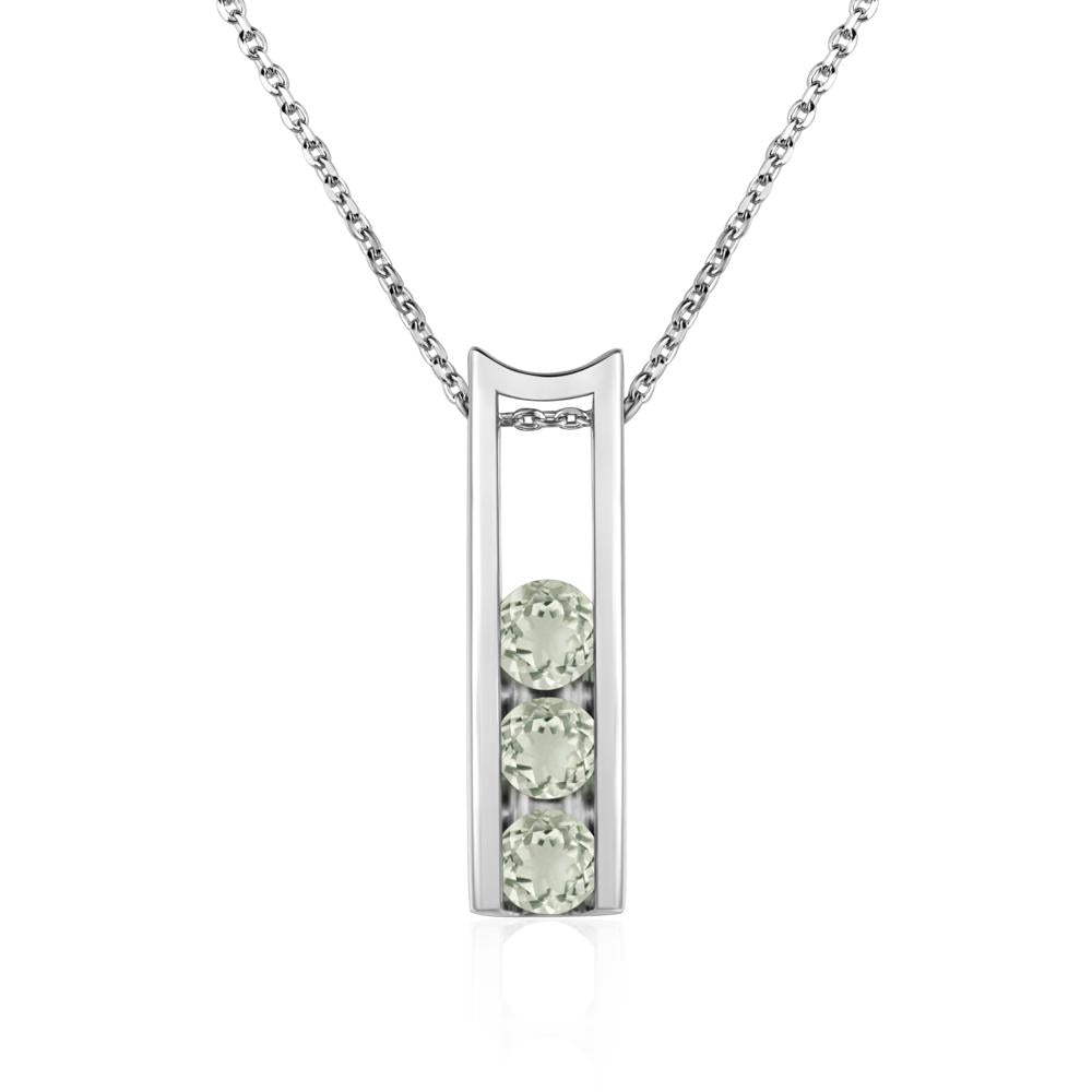Green Amethyst Three Stone Necklace - LUO Jewelry #metal_14k white gold