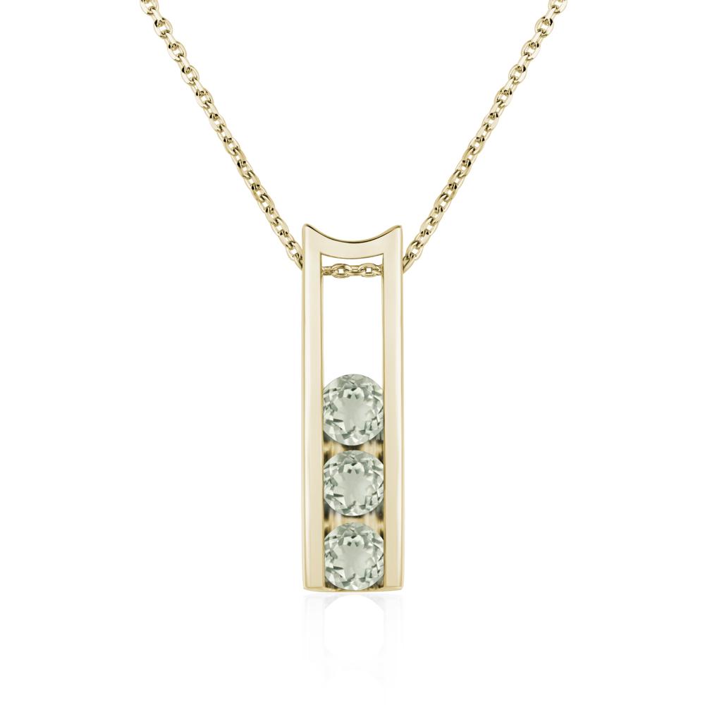 Green Amethyst Three Stone Necklace - LUO Jewelry #metal_14k yellow gold