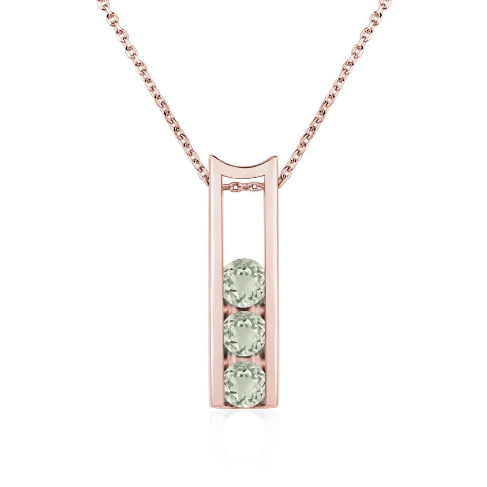 Green Amethyst Three Stone Necklace - LUO Jewelry #metal_18k rose gold