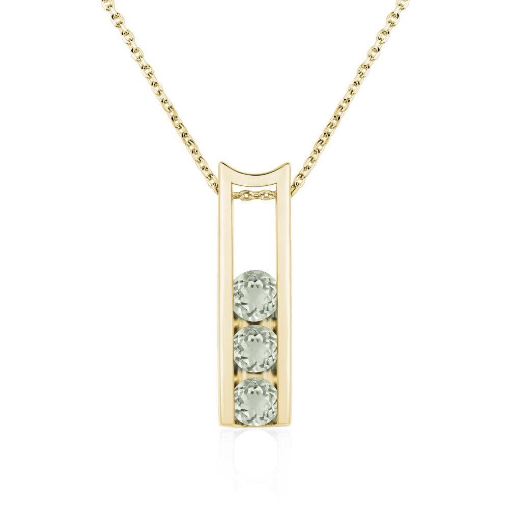 Green Amethyst Three Stone Necklace - LUO Jewelry #metal_18k yellow gold