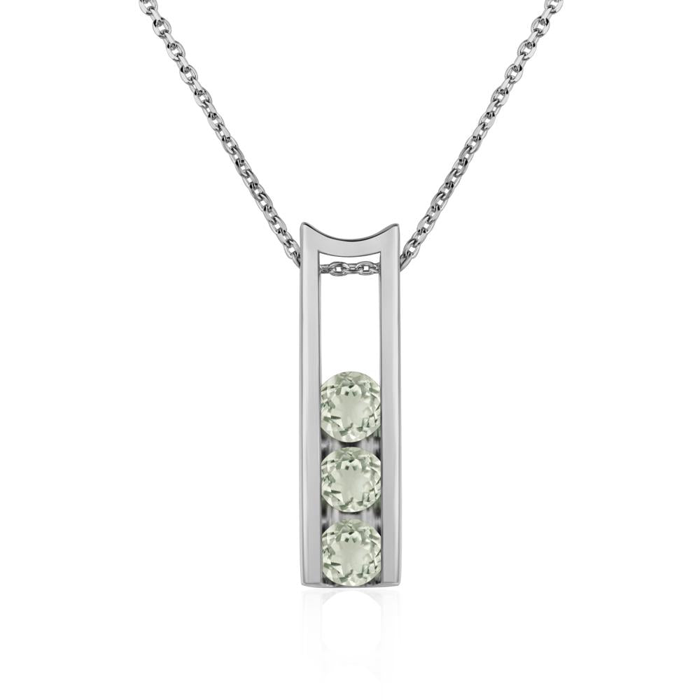 Green Amethyst Three Stone Necklace - LUO Jewelry #metal_platinum