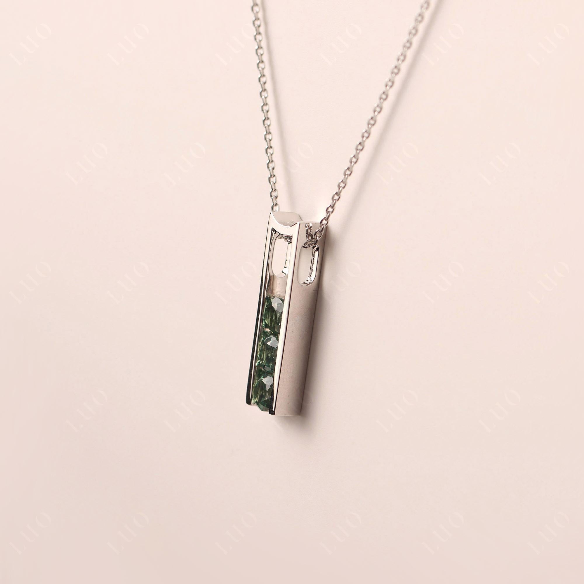 Green Sapphire Three Stone Necklace