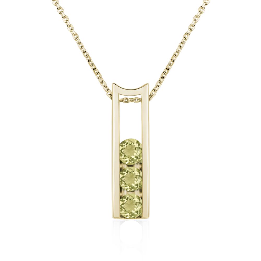 Lemon Quartz Three Stone Necklace - LUO Jewelry #metal_14k yellow gold