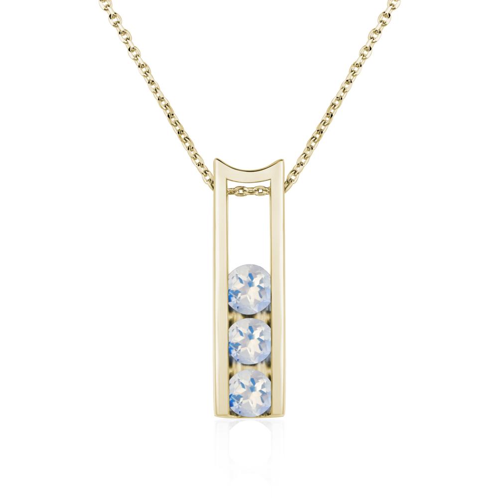 Moonstone Three Stone Necklace - LUO Jewelry #metal_14k yellow gold