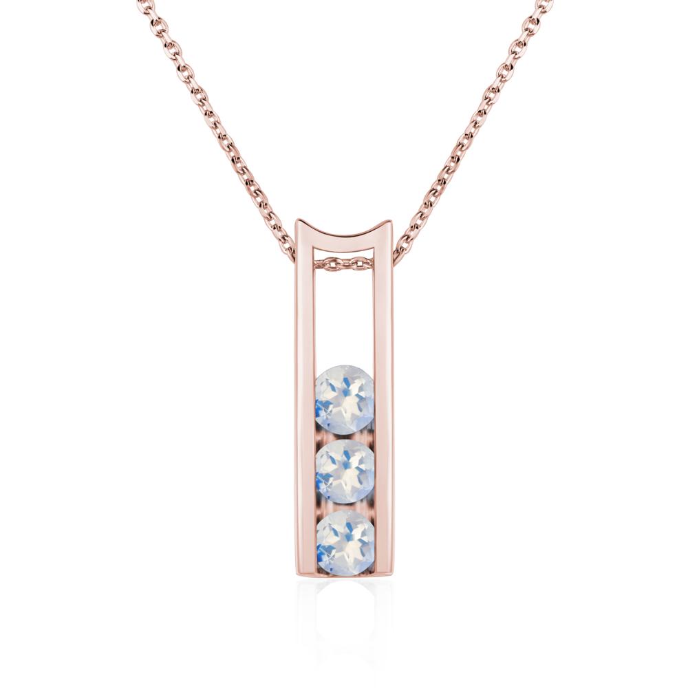 Moonstone Three Stone Necklace - LUO Jewelry #metal_18k rose gold